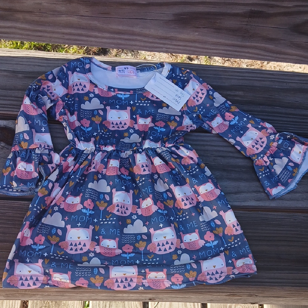Ruffle Butts Pink and Blue Bell Sleeve Sundress